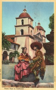 Vintage Postcard 1930s Fiesta Days in California CA Senoritas and Gallant Senors