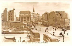 RPPC, Coventry UK England  BLITZED BROADGATE Street Scene WAR DAMAGE  Postcard