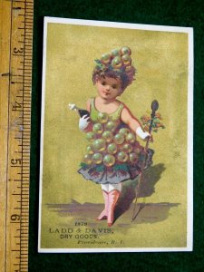 1879 Ladd & Davis, Providence, RI, Lovely Girl Dress & Hat Made of Grapes F10