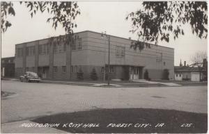 Iowa IA Postcard1947 FOREST CITY Real Photo RPPC City Hall Auditorium