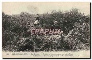 Old Postcard Militaria In argonne Zouaves in ambush with a Machine Gun