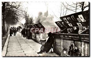 Old Postcard Paris Strolling The booksellers of the Quai de la Tournelle Notr...