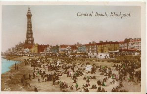 Lancashire Postcard - Central Beach - Blackpool - Real Photograph - Ref TZ8834