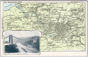 Clifton Bridge England Map Bartholomew John Walker Geographical Ser Postcard H80