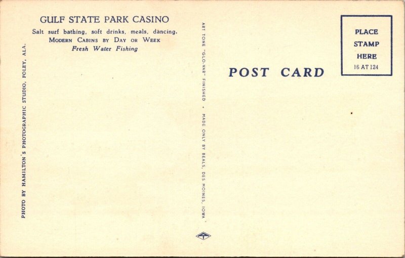 Gulf State Park Casino AK Postcard PC63
