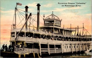 Postcard Excursion Steamer Columbia on Mississippi River