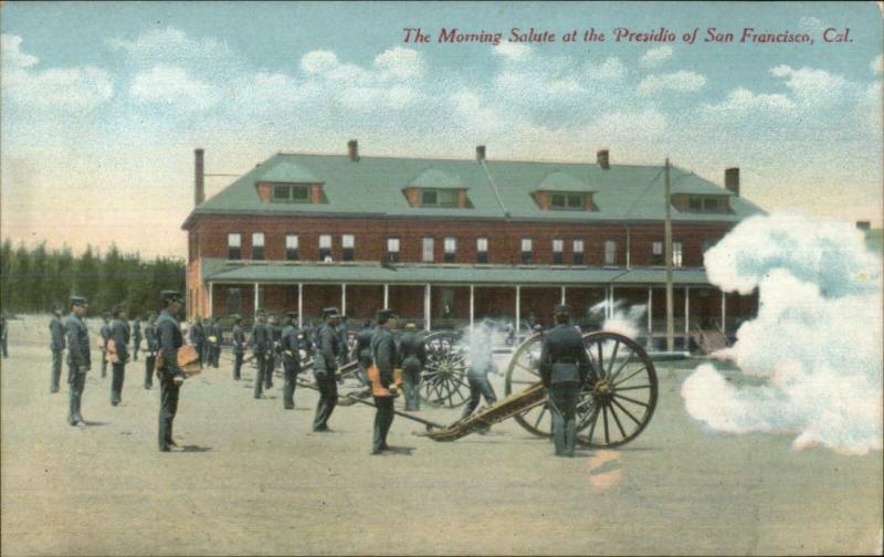 San Francisco CA Morning Salute Cannon Firing at Presidio c1910 Postcard