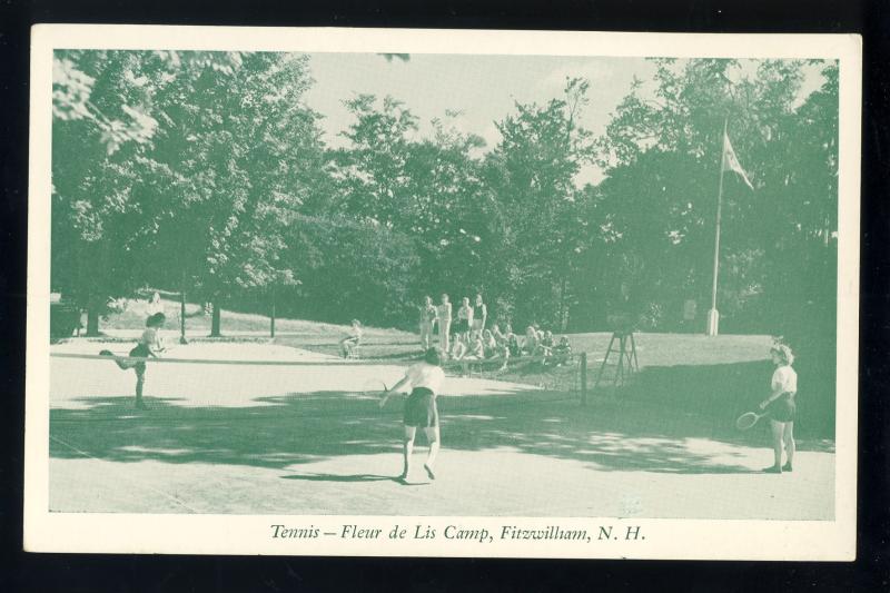 Fitzwilliam, New Hampshire/NH Postcard, Fleur de Lis Camp, Tennis Courts