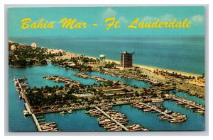 Vintage 1960's Postcard Beach Boats at Bahia Mar Marina Ft. Lauderdale Florida