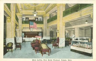 Main Lobby New Hotel Waldorf Toledo Ohio 1935 Used Pos Hippostcard