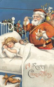CHRISTMAS HOLIDAY SANTA CLAUS CHILD DOLLS TEDDY BEAR SHIP TOYS EMBOSSED POSTCARD