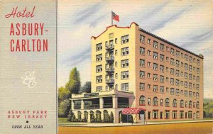 Hotel Asbury Carlton Asbury Park New Jersey 1940s linen postcard