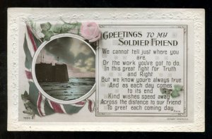 dc1551 - WW1 Patriotic c1915-1919 Greetings to my Soldier Friend. Sentimental