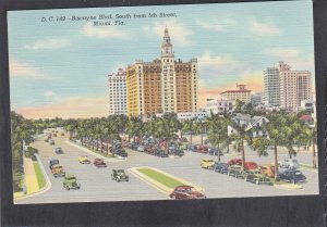 P1681 1950 many cars birds eye biscayne blvd miami florida