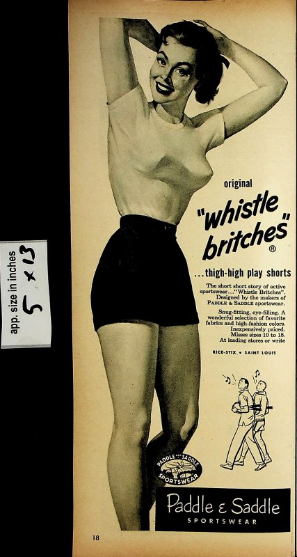 1954 Whistle Britches Women High Shorts Sportswear Vintage Print Ad 7015