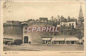 Postcard Old St-Malo Great Gate and catherdale