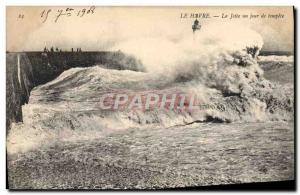 Old Postcard Le Havre La Jetee one day Tempete