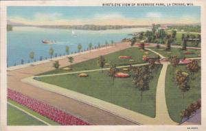 Wisconsin La Crosse Birds Eye View Of Riverside Park 1948 Curteich