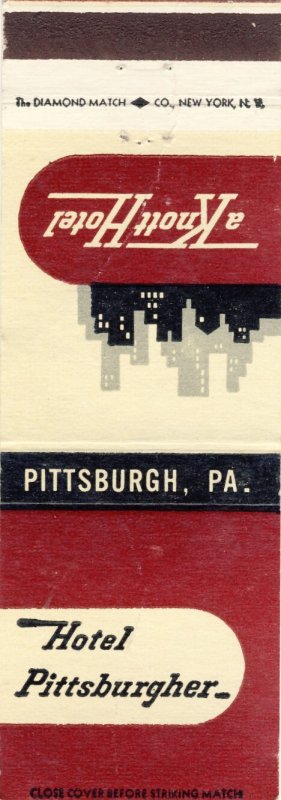 Pittsburgh, Pennsylvania/PA Match Cover, Hotel Pittsburgher