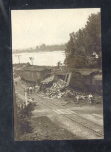 REAL PHOTO NEW HAVEN MISSOURI RAILROAD TRAIN WRECK DISASTER OPSTCARD COPY