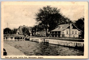 Postcard Bobcaygeon Ontario c1946 Canal and Locks Looking East Victoria County