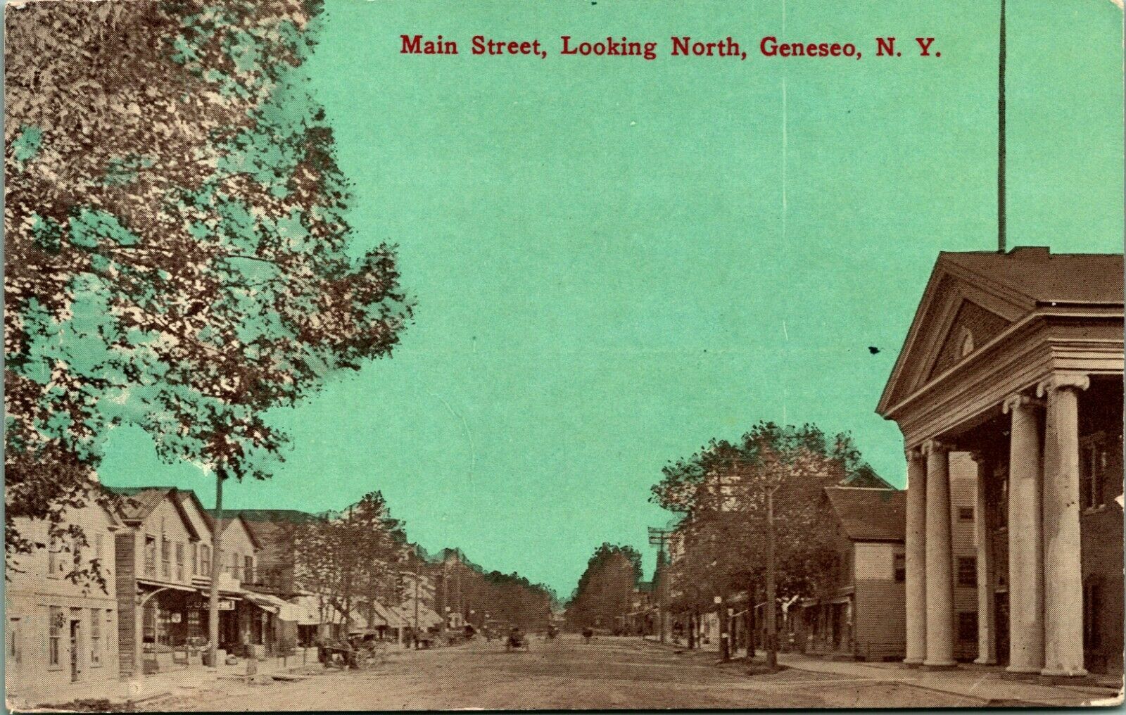 Main Street View Looking North Geneseo New York NY UNP Unused Postcard