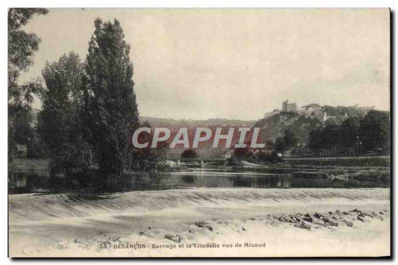 Old Postcard Besancon Dam and Citadeile view Micaud