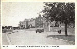 Street Scene in Brick Section Fort George G Meade MD c1945 Vintage Postcard E57