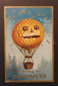 1909 USA Halloween Postcard Cover Philadelphia PA to Rising Sun MD Balloon