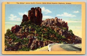 Vintage Arizona Postcard - The Mitten  above Devil's Canyon