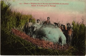 PC CANTHO CHASSE A L'ELEPHANT COOLIES POUR DEPECAGE VIETNAM (a37049)