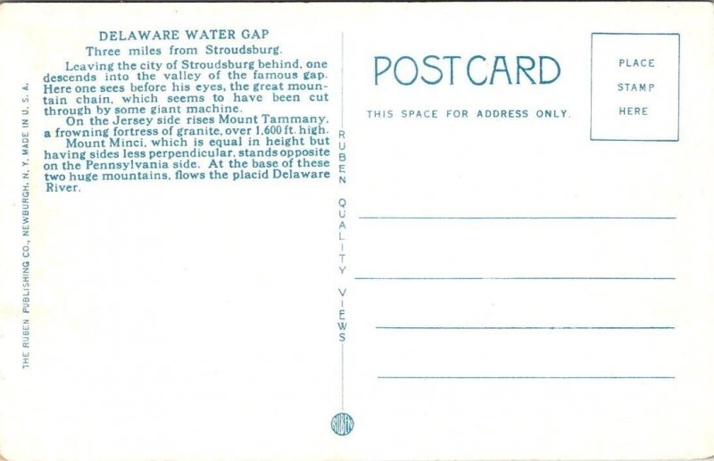 Vintage Pennsylvania Postcard - Delaware Water Gap -