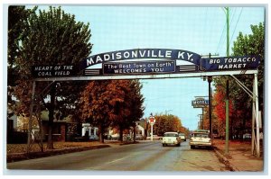 c1960 Greetings From Madisonville Kentucky KY Cars Big Tabacco Market Postcard