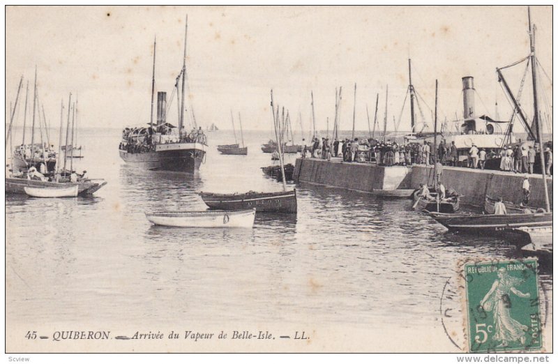QUIBERON, Morbihan, France; Arrivee du Vapeur de Belle-Isle, 00-10s