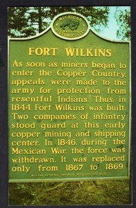 Michigan COPPER HARBOR Story of Fort Wilkens Plaque Keweenawland - Chrome