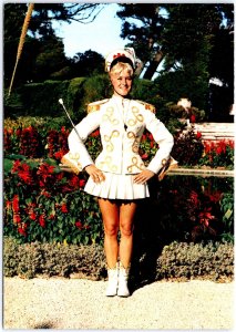 VINTAGE POSTCARD CONTINENTAL SIZE MAJORETTE ON DISPLAY AT CARNIVAL NICE FRANCE