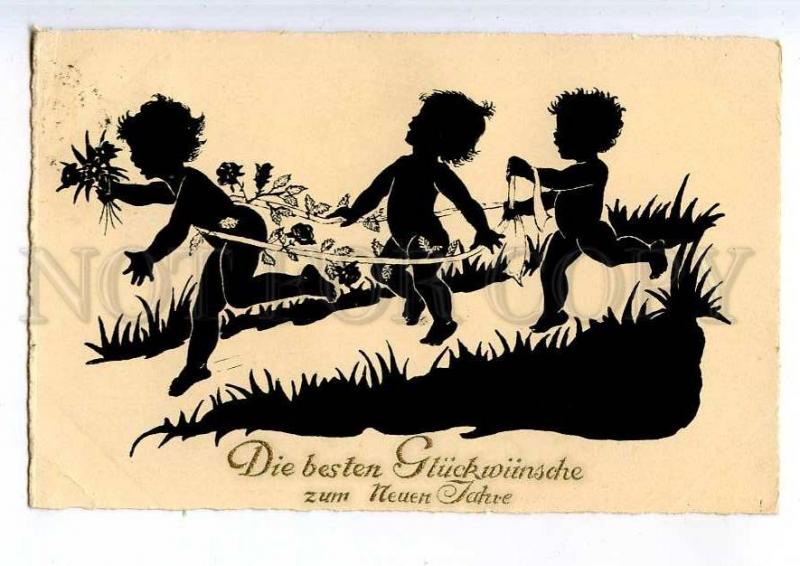 240777 SILHOUETTE Nude Kids ELF FAIRY Vintage BAHNPOST ZUG 9