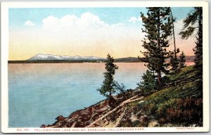Wyoming WY, Yellowstone National Park, Lake, Mount Sheridan, Vintage Postcard