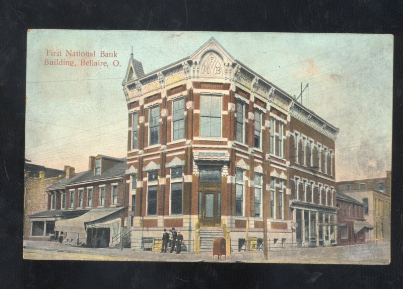 BELLAIRE OHIO DOWNTOWN FIRST NATIONAL BANK VINTAGE POSTCARD YOUNGSTOWN OH