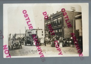 Rushmore MINNESOTA RPPC c1910 MAIN STREET July 4 CROWD nr Worthington Adrian