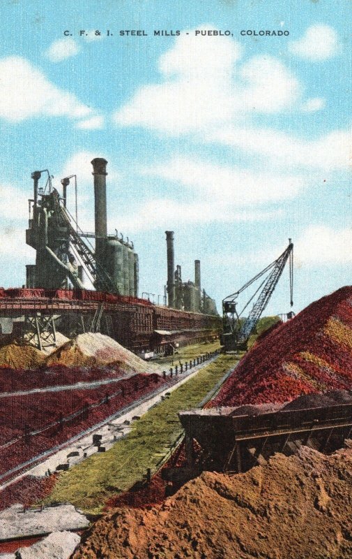 Vintage Postcard C.F.&I. Steel Mills Bessemer District Industry Pueblo Colorado