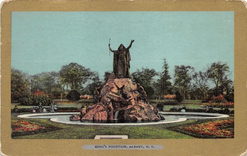 Albany New York~King's (Moses) Fountain in Washington Park~People on Benches~'05