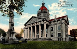 New York Binghamton Court House and Soldiers'Monument Curteich