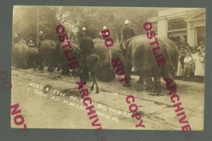 Marshalltown IOWA RPPC c1912 CIRCUS PARADE Ringling Brothers ELEPHANTS Elephant