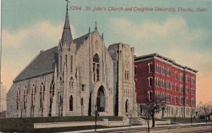 Postcard St John's Church + Creighton University Omaha NE