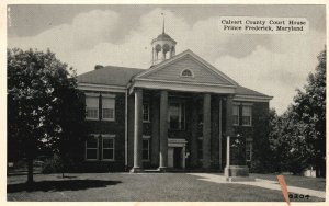 Vintage Postcard 1920's Calvert County Court House Prince Frederick Maryland MD