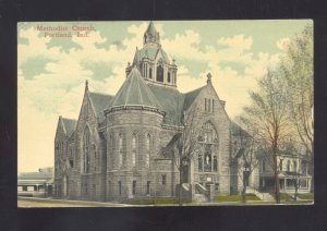 PORTLAND INDIANA METHODIST CHURCH BUILDING VINTAGE POSTCARD 1919