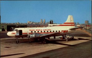 Newark New Jersey NJ Airport Trans World Airlines airplane Vintage Postcard