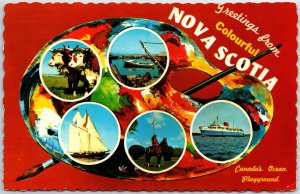 VINTAGE POSTCARD GREETINGS FROM COLOURFUL NOVA SCOTIA CANADA POSTED 1977