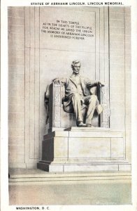 VINTAGE POSTCARD THE ABRAHAM LINCOLN MEMORIAL AT WASHINGTON D.C. 1920s W288